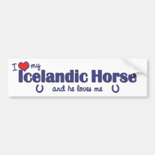 Ik hou van mijn IJslandse paard (mannelijk paard) Bumpersticker