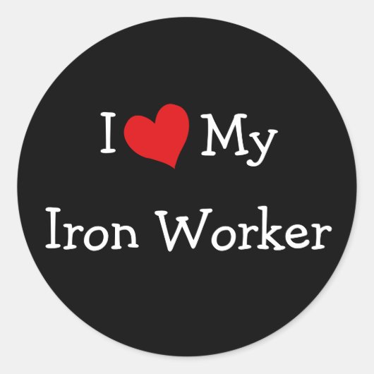 Ik hou van mijn ijzerwerker ronde sticker (Voorkant)