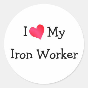 Ik hou van mijn ijzerwerker ronde sticker