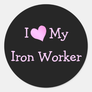 Ik hou van mijn ijzerwerker ronde sticker