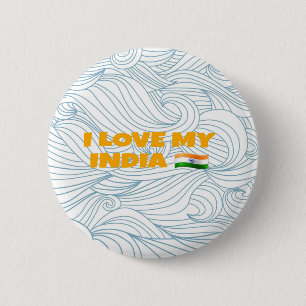 Ik hou van mijn India Ronde Button 5,7 Cm