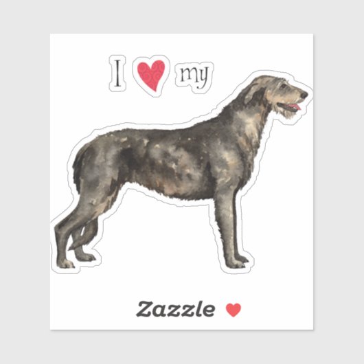 Ik hou van mijn Irish Wolfhound Vinyl Sticker (Vel)