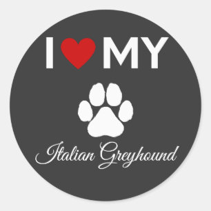 Ik hou van mijn Italiaanse Greyhound hond aangepas Ronde Sticker