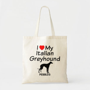 Ik hou van mijn Italiaanse Greyhound hondentas Tote Bag