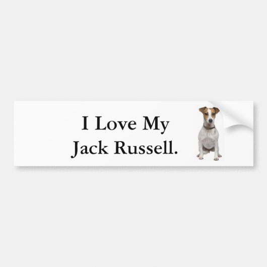 Ik hou van mijn Jack Russell. Bumpersticker (Voorkant)
