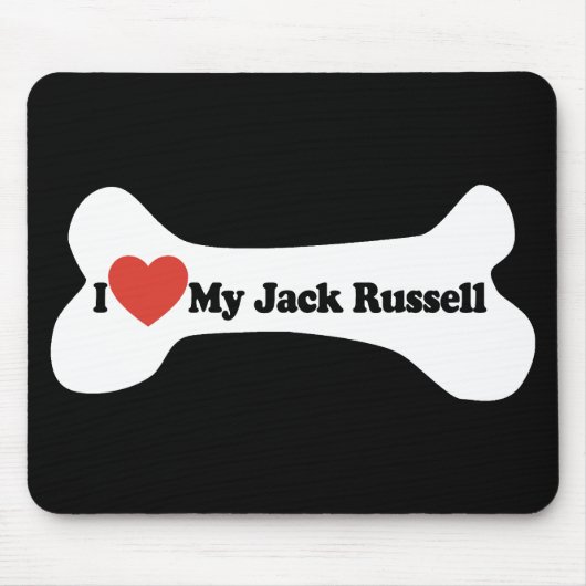 Ik hou van mijn Jack Russell - Dog Bone Muismat (Voorkant)
