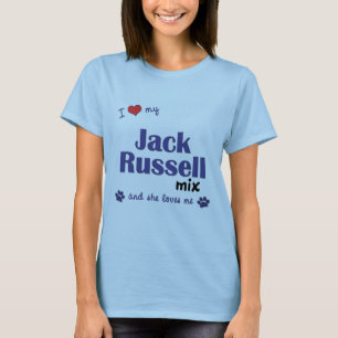 Ik hou van mijn Jack Russell Mix (Vrouw Dog) T-shirt
