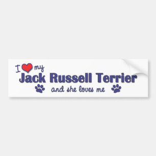 Ik hou van mijn Jack Russell Terrier (Vrouw Dog) Bumpersticker