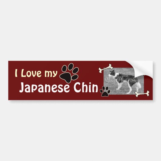 Ik hou van mijn Japanse Chin Bumpersticker (Voorkant)