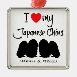 Ik hou van mijn Japanse Chin Dogs Metalen Ornament