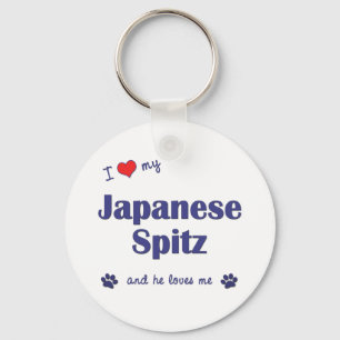 Ik hou van mijn Japanse spitz (mannelijk hond) Sleutelhanger