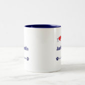 Ik hou van mijn jasje (Vrouw Dog) Tweekleurige Koffiemok (Center)