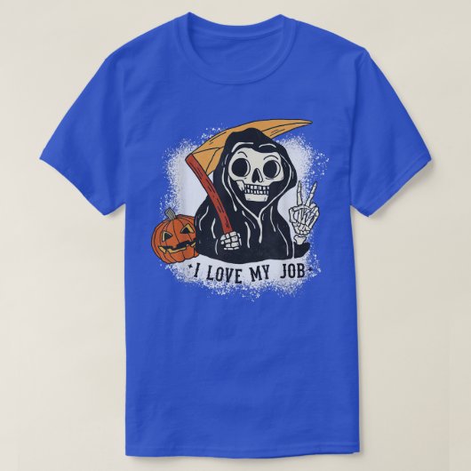 Ik hou van mijn job Groovy Reaper Halloween Costum T-shirt (Design voorkant)