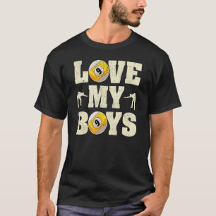 Ik hou van mijn jongens biljart Vaderdag biljart D T-shirt