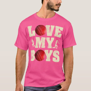 Ik hou van mijn jongens cricket grappig Vaderdag c T-shirt