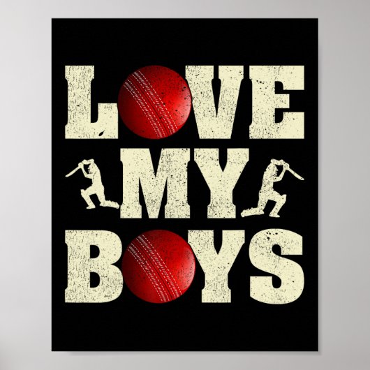 Ik hou van mijn jongens cricket grappige Vaderdag  Poster (Voorkant)