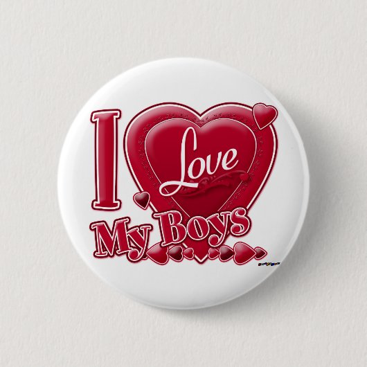 Ik hou van mijn jongens rood - hart ronde button 5,7 cm (Voorkant)