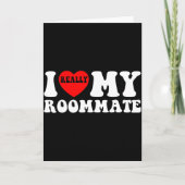 Ik hou van mijn kamergenoot Hart Grappige feestcad Kaart (Voorkant)