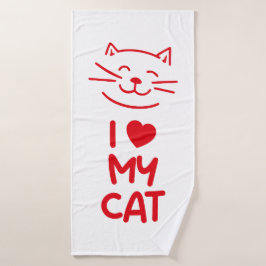 Ik hou van mijn kat badhanddoek