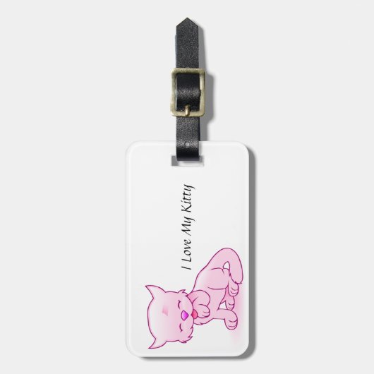 Ik hou van mijn Kat Bagagelabel met lederen riem (Voorkant verticaal)