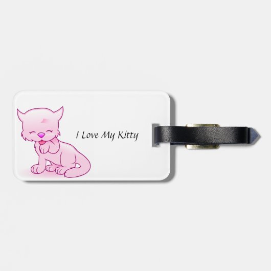 Ik hou van mijn Kat Bagagelabel met lederen riem (Achterkant horizontaal)