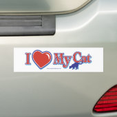 Ik hou van mijn kat bumpersticker (Op auto)