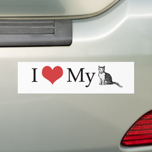 Ik hou van mijn kat bumpersticker (Op auto)