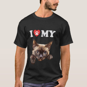 Ik hou van mijn kat Burmese kitten grappige kat li T-shirt