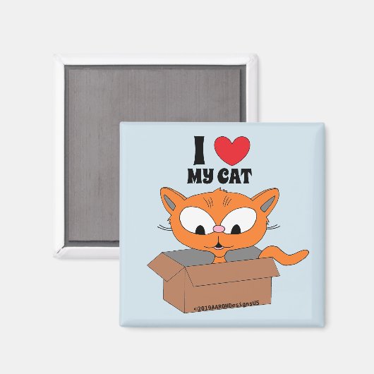 "Ik hou van mijn kat", een leuke cartoon kat in do Magneet (Voorkant / Achterkant)