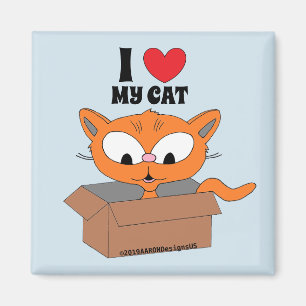 "Ik hou van mijn kat", een leuke cartoon kat in do Magneet