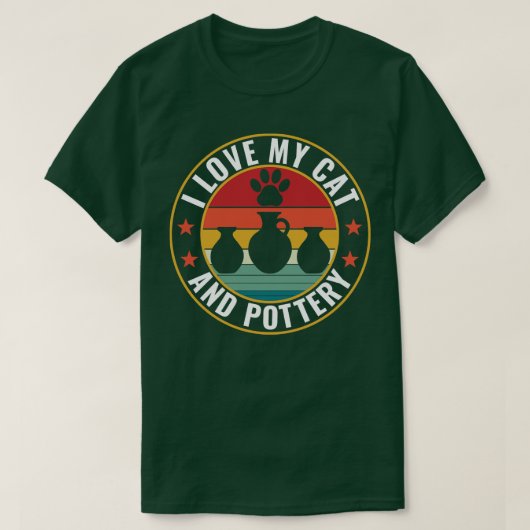 Ik hou van mijn kat en aardewerk grappige klei pot t-shirt (Design voorkant)