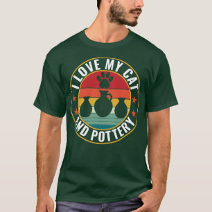 Ik hou van mijn kat en aardewerk grappige klei pot t-shirt
