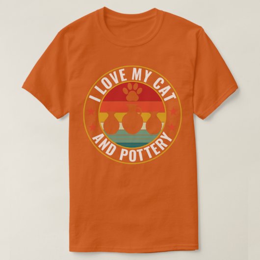 Ik hou van mijn kat en aardewerk grappige klei pot t-shirt (Design voorkant)