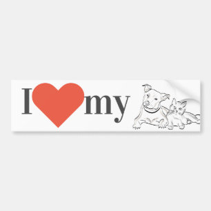 "Ik hou van mijn" kat en hond / huisdieren Bumpersticker