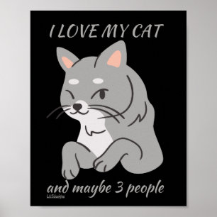 IK HOU VAN MIJN KAT EN MISSCHIEN 3 MENSEN schattig Poster