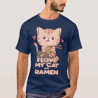 Ik hou van mijn kat en ramen grappig design t-shirt