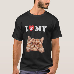 Ik hou van mijn kat Exotische Korthaar Kitten Grap T-shirt