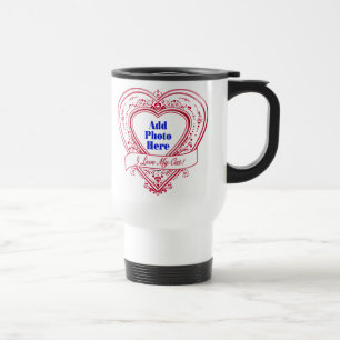 Ik hou van mijn kat! Foto Red Hearts Reisbeker