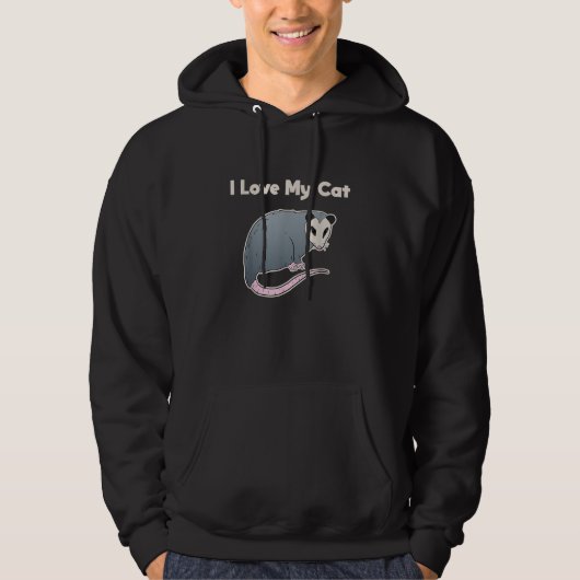 Ik hou van mijn kat grappige opossum hoodie (Voorkant)