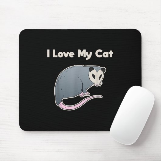 Ik hou van mijn kat grappige opossum muismat (Met muis)