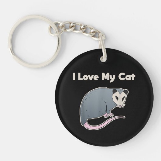 Ik hou van mijn kat grappige opossum sleutelhanger (Voorkant)