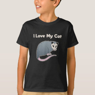 Ik hou van mijn kat grappige opossum t-shirt