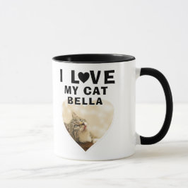 Ik hou van mijn Kat Hart Foto Kat Naam Mok