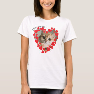 Ik hou van mijn kat Harten Foto T-shirt