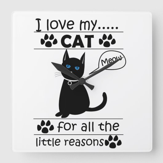 Ik hou van mijn kat Katten Kitty Vierkante Klok (Voorkant)