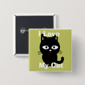 Ik hou van mijn kat knop vierkante button 5,1 cm (Voorkant /achterkant)