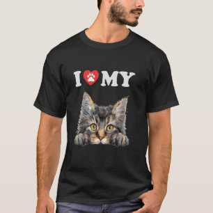 Ik hou van mijn kat Noorse bos katje Grappige kat  T-shirt