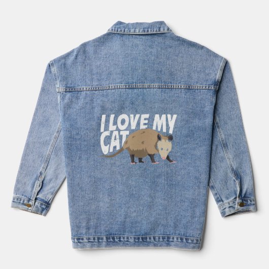 Ik hou van mijn kat Opossum Denim Jacket (Achterkant)
