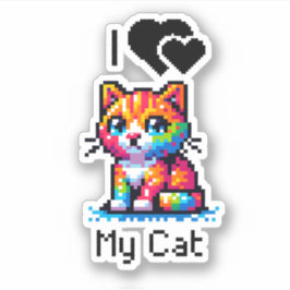 Ik hou van mijn kat | Pixelkunst Sticker
