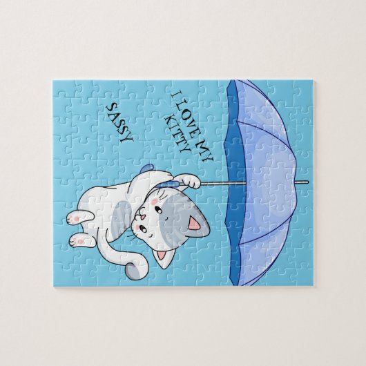 "Ik hou van mijn KAT" puzzel met de naam huisdiere Legpuzzel (Horizontaal)